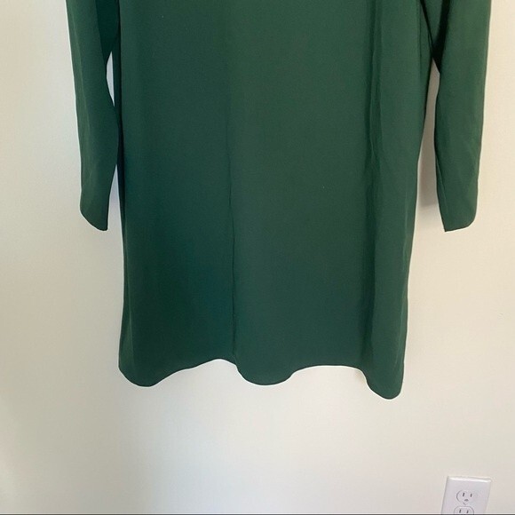 Cece by Cynthia Steffe Dress Forest Green Black Lace Trim Shift Long Sleeve Mini - Picture 5 of 8